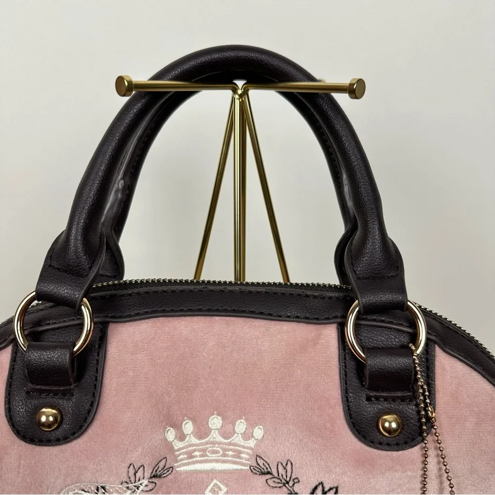 JUICY COUTURE Vintage Heritage White Heart Velour Satchel - Picture 7 of 13